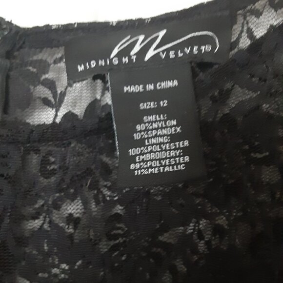 Midnight Velvet Black Dress  w/Gold Lace sleeves & bottom Size 12 - Picture 2 of 5